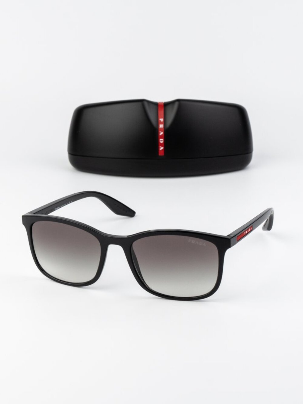 Prada Linea Rossa Men Sunglasses Black Grey Square PSA08S 1AB0A7 NEW AUTHENTIC